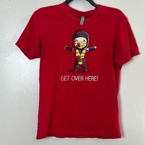 Teeturtle Mortal Kombat Red Get Over Here Graphic Tee Shirt Men’s S